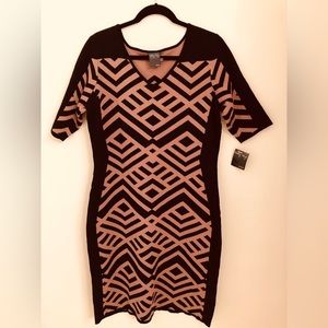 Gabby Skye Sheath Dress Black/Camel XL New